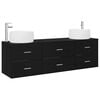 vidaXL Baderomsinnredningssett 3 stk. Svart 49,5 x 44,5 x 66 cm