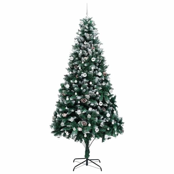 vidaXL Kunstig juletre med 300 LED gr&oslash;nn 240 cm PVC og St&aring;l og Plast