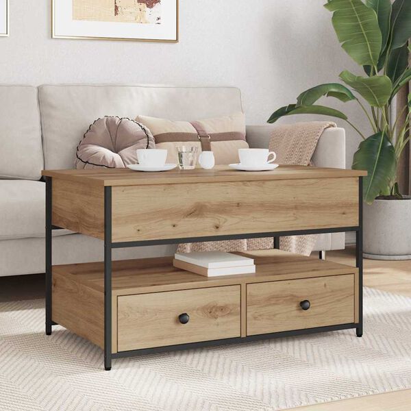 vidaXL Kaffebord med skuff Artisan Eik 85 x 50 x 50 cm Konstruert tre