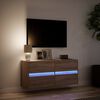 vidaXL Vegghengt TV-benk med LED brun eik 100x31x45 cm