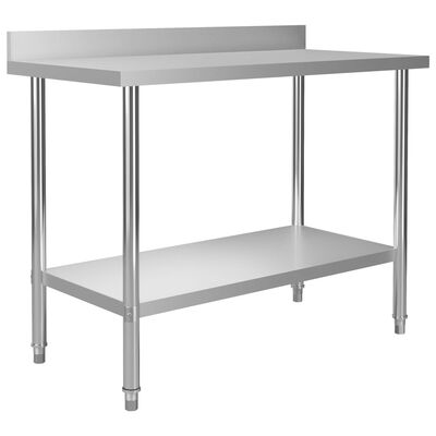 vidaXL Arbeidsbord for kjøkken overhylle 120x60x120 cm rustfritt stål