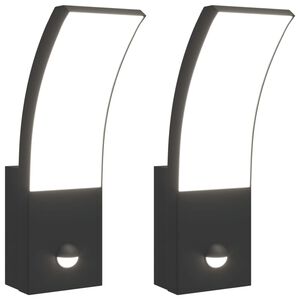 vidaXL Veggmonterte LED-utelamper sensor 2 stk svart støpt aluminium