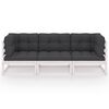 vidaXL Hagesofa med puter 3-seters heltre furu