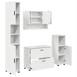 vidaXL Baderomsinnredningssett 4 stk. Hvit 35 x 30 x 192 cm