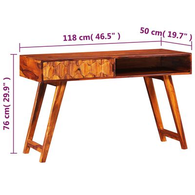 vidaXL Skrivebord heltre indisk rosentre 118x50x76 cm