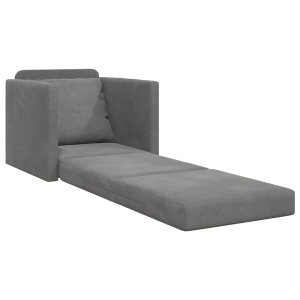 vidaXL Sammenleggbar Sofa seng M&oslash;rkegr&aring; 74 x 77 x 81 cm Fl&oslash;yel