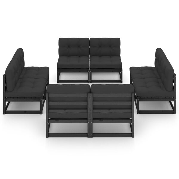 vidaXL Hagesofagruppe med puter 8 deler heltre furu