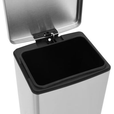 vidaXL Søppelkasse pedal anti-fingeravtrykk 30L sølv rustfritt stål