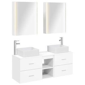 vidaXL Baderomsinnredningssett 5 pcs Hvit Konstruert tre og glass