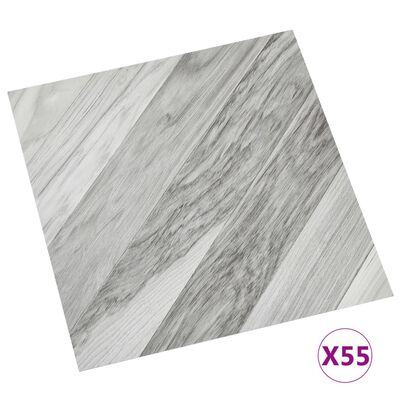 vidaXL Selvklebende gulvplanker 55 stk PVC 5,11 m² grå stripet