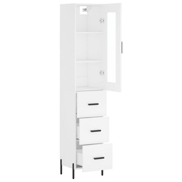 vidaXL Highboard hvit 34,5x34x180 cm konstruert tre