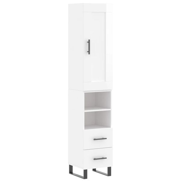 vidaXL Highboard h&oslash;yglans hvit 34,5x34x180 cm konstruert tre