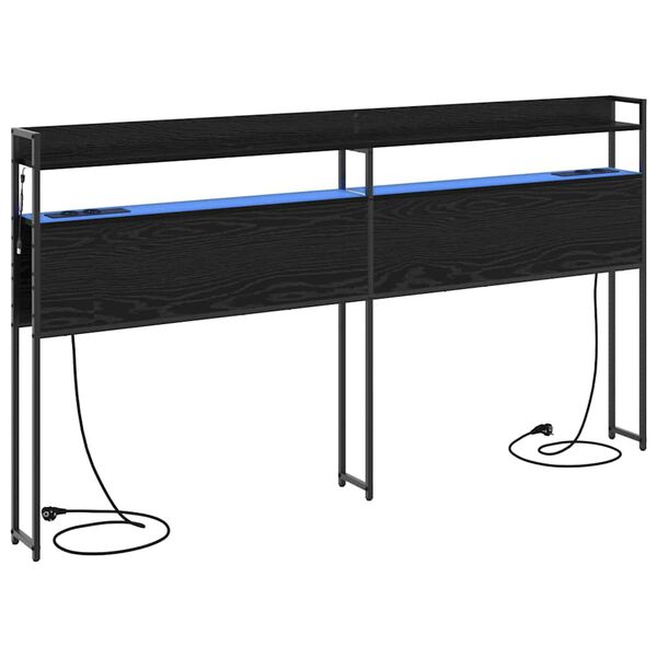 vidaXL Lagringshodegavl med hylle Svart eik 200 cm Konstruert tre