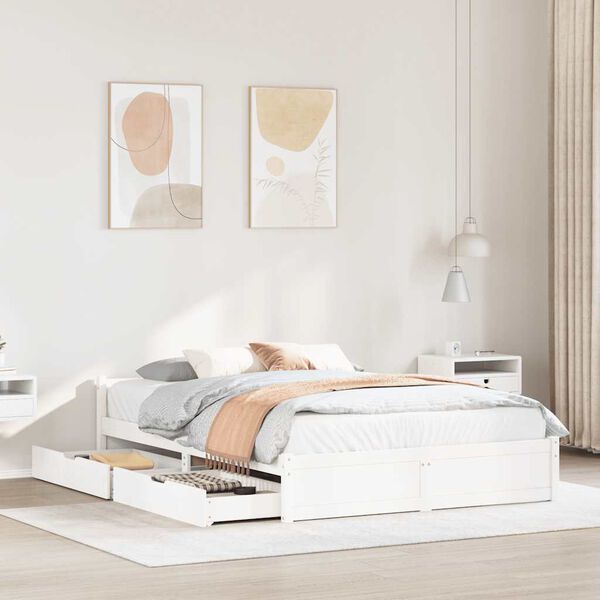 vidaXL Sengeramme uten madrass hvit 135x190 cm heltre furu