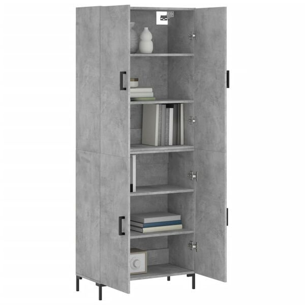 vidaXL Highboard betonggr&aring; 69,5x34x180 cm konstruert tre