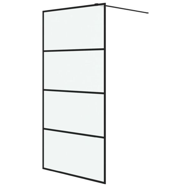 vidaXL Dusjvegg svart 100x195 cm frostet ESG-glass