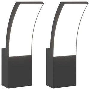vidaXL Veggmonterte LED-utelamper 2 stk svart st&oslash;pt aluminium