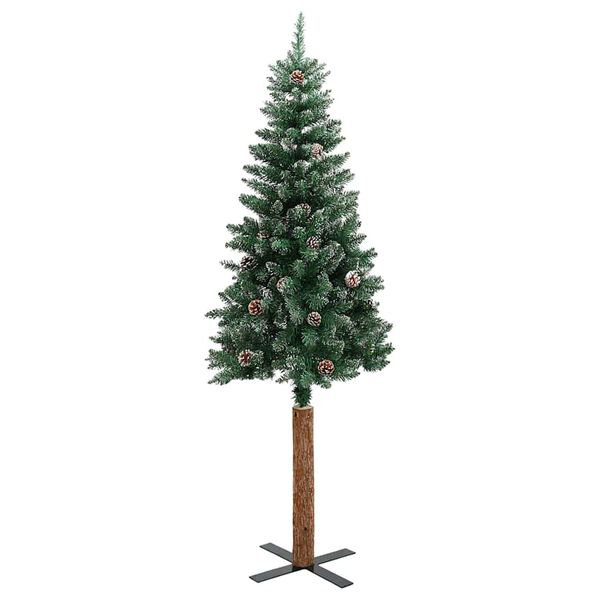 vidaXL Slim juletre med 300 LED gr&oslash;nn 180 cm PVC og Massivt Furu tre