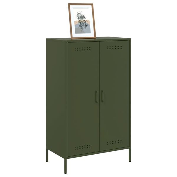 vidaXL Highboard olivengrønn 68x39x113 cm stål