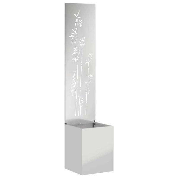 vidaXL Hageprivat skjerm Blomster s&oslash;lv 32 x 140 cm Galvanisert st&aring;l