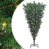 vidaXL Opp-ned kunstig forh&aring;ndsbelyst juletre med kulesett 180 cm PVC
