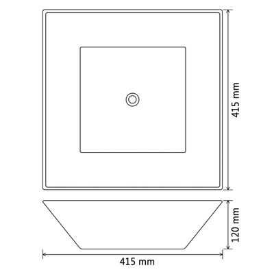 vidaXL Servant keramisk kvadratisk svart 41,5x41,5x12 cm