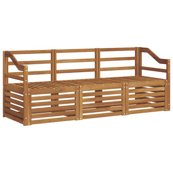 vidaXL Sofasett 3 pcs Naturlig Solid akasietre