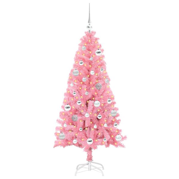 vidaXL Juletre med 150 LED med stativ Rosa 150 cm PVC