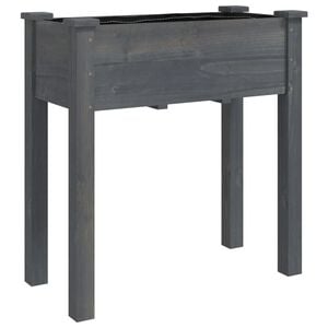 vidaXL Plantekasse med foring gr&aring; 71x37x76 cm heltre gran