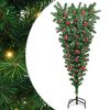 vidaXL Opp-ned Kunstig Forh&aring;ndsbelyst Juletre med Kule Sett 150 cm PVC