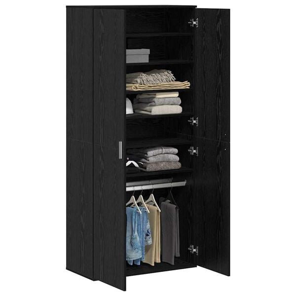 vidaXL Highboard med hylle Svart eik 80 x 39 x 178 cm Konstruert tre