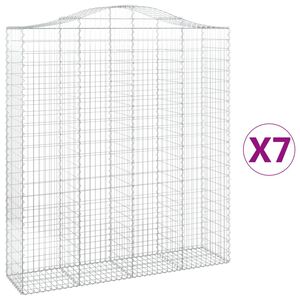vidaXL Gabionkurver buede 7 stk 200x50x220/240 cm galvanisert jern