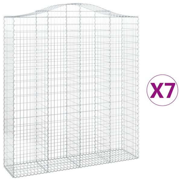 vidaXL Gabionkurver buede 7 stk 200x50x220/240 cm galvanisert jern