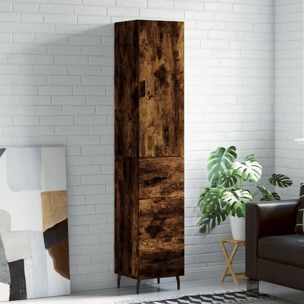 vidaXL Highboard r&oslash;kt eik 34,5x34x180 cm konstruert tre
