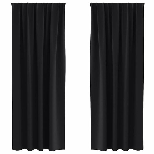 vidaXL M&oslash;rkleggende Gardiner med Ringer 2 pcs Svart 260 x 140 cm