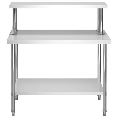 vidaXL Arbeidsbord for kjøkken overhylle 120x60x120 cm rustfritt stål