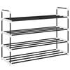 vidaXL Skostativ med 4 hyller metall og plast svart
