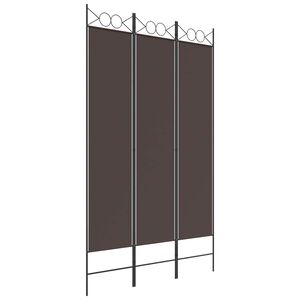 vidaXL Romdeler 3 paneler brun 120x200 cm stoff