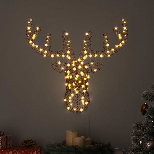 vidaXL Reinsdyr Trekke Slede Varmhvit 68 x 36,5 x 62,5 cm Rotting