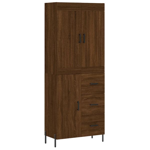 vidaXL Highboard brun eik 69,5x34x180 cm konstruert tre