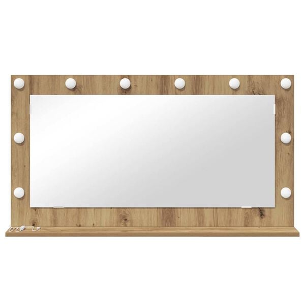 vidaXL Stilfullt Speil med LED -stripelys Artisan Eik 100 x 55 x 18 cm