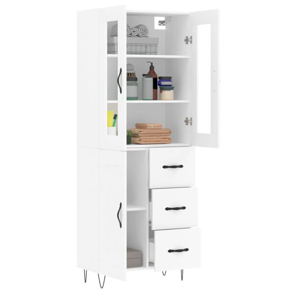 vidaXL Highboard hvit 69,5x34x180 cm konstruert tre