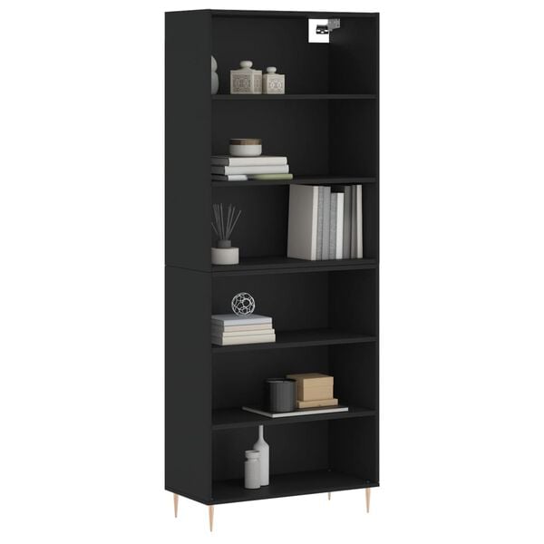 vidaXL Highboard svart 69,5x32,5x180 cm konstruert tre