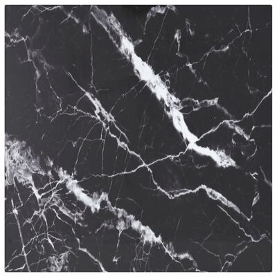 vidaXL Bordplate svart 40x40 cm 6 mm herdet glass med marmor design