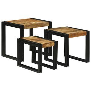vidaXL Nesting Bord 3 stk. Brun og svart 50 x 40 x 45 cm