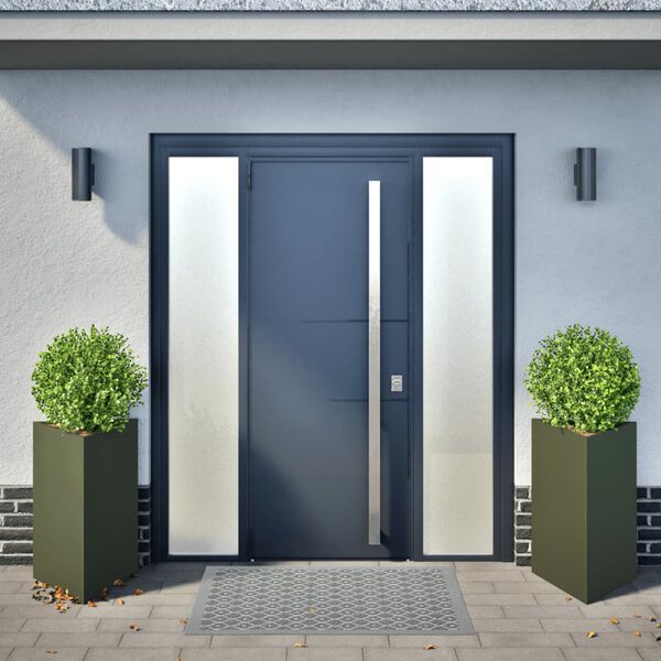 vidaXL Plantekasser 2 stk olivengr&oslash;nn trekantet 50x43x75 cm st&aring;l