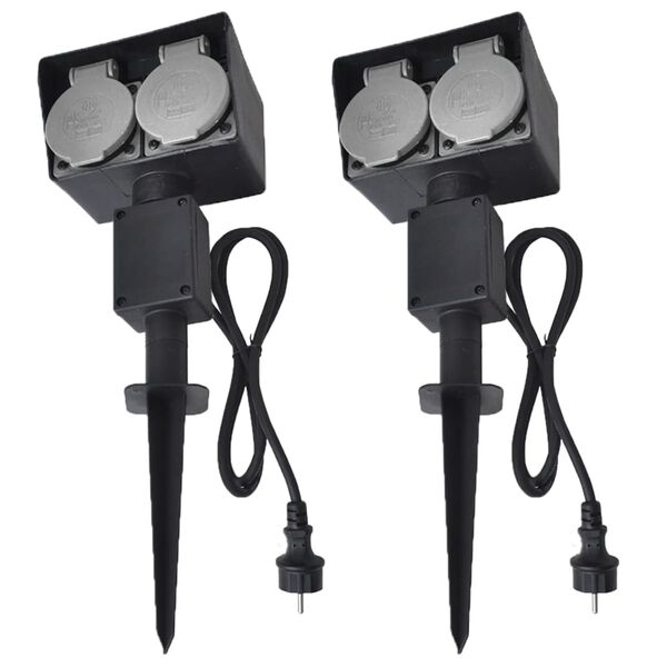 vidaXL Stikkontakt for hage med jordspyd 2 stk