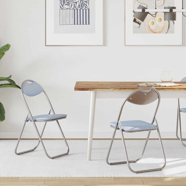 vidaXL Sammenleggbart stol 2 pcs Gr&aring; 48 x 43,5 x 81 cm Kunstl&aelig;r