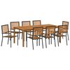vidaXL Hage Spisegruppe 9 stk. Svart Solid akasietre