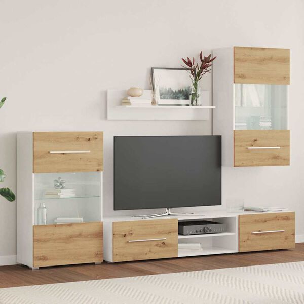 vidaXL TV-enheter med LED 5 deler artisan eik konstruert tre